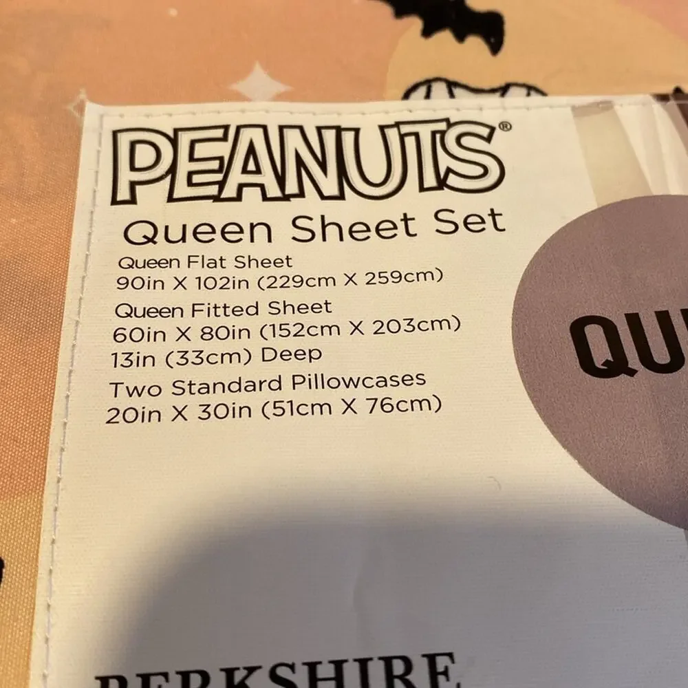 BNWT PEANUTS SNOOPY Halloween Mummy Bats Queen Size Sheet Set